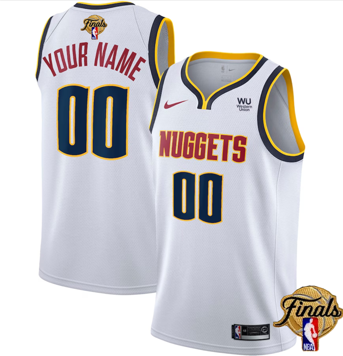 Denver Nuggets Customized White 2023 Finals Association Edition With NO.6 Patch Stitched Jersey